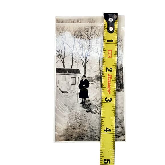 Vtg Lady Posing After Snow Storm Original Monochrome Photography Found Snapshot - Picture 2 of 4